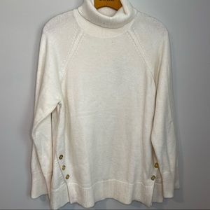 NWT Michael Kors Sweater Womens L Turtleneck Warm Long Sleeve Ivory Fleck
